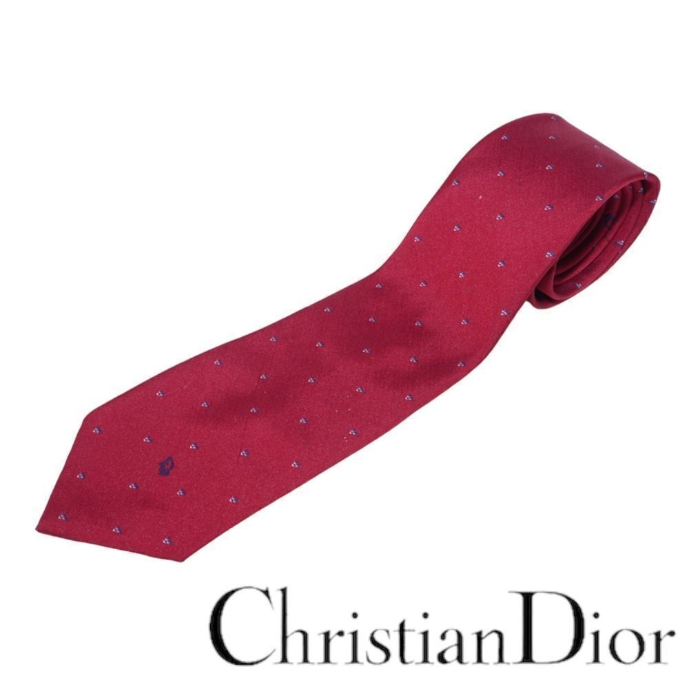 Christian Dior Monsieur Red Tie WIth Small Geometric Pattern